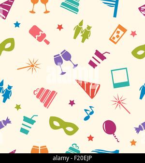 Seamless Pattern of Party Colorful Icons, Wallpaper for Holidays Stock Vector
