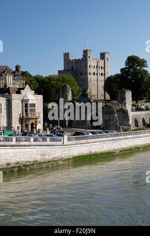 Rochester Castle and the River Medway, Rochester, Kent, England, United Kingdom, Europe Stock Photo