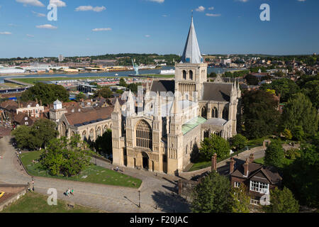 Rochester Cathedral viewed from castle, Rochester, Kent, England, United Kingdom, Europe Stock Photo