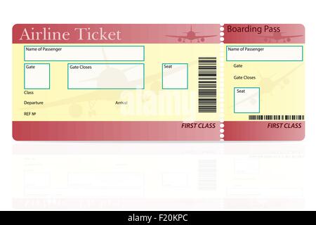 airline ticket first class vector illustration isolated on white background Stock Vector