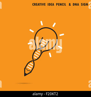 Creative bulb idea pencil concept and DNA symbol. Education and business concept. Stock Photo