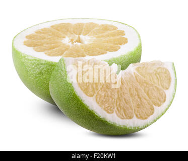 sweet green grapefruit isolated on white. Clipping path Stock Photo