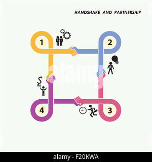 Handshake abstract sign design template. Business creative concept. Stock Photo