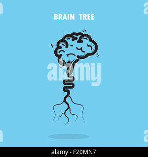 Creative brain tree abstract logo design.Corporate business industrial creative logotype.Brain tree symbol Stock Photo