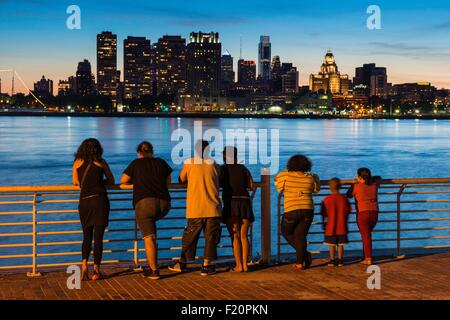 United States, Pennsylvania, Philadelphia, cityview and Schuykill River from the Wiggins Waterfront Park Stock Photo