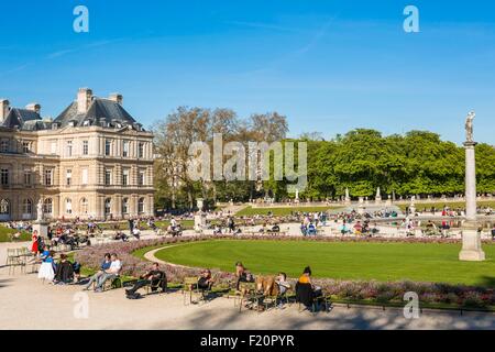 France, Paris, Luxembourg Palace, The Senat from the Luxembourg Gardens Stock Photo