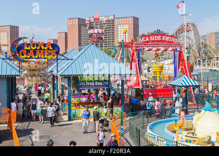 People having fun at Coney Island, Brooklyn, New York. Stock Photo