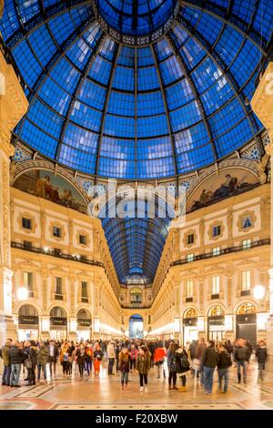Italy, Lombardy, Milan, Galleria Vittorio Emmanuele II shopping gallery opened in 1878 and designed by architect Giuseppe Mengoni Stock Photo