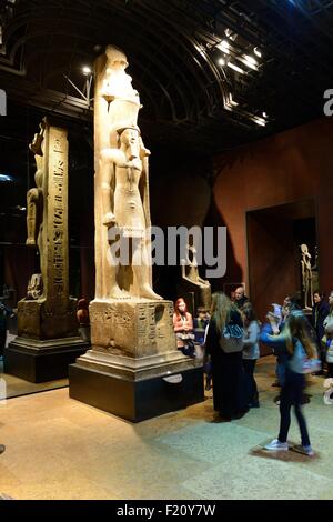 Italy, Piedmont, Turin, Egyptian Museum, hall monumental statues Stock Photo