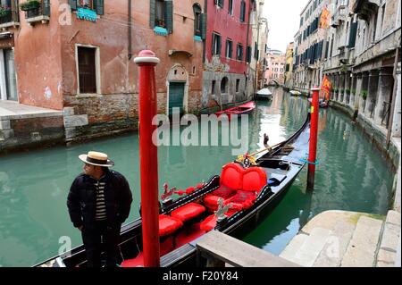 Italy, Veneto, Venice, listed as World Heritage by UNESCO, canal in Castello district, gondola Stock Photo
