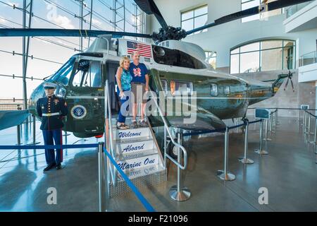 United States, California, Simi Valley, The Ronald Reagan presidential library and museum, helicopter used to fly the presdident Stock Photo