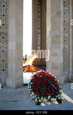 Azerbaijan, Baku, Martyrs' Lane (Alley of Martyrs), Eternal Flame memorial dedicated to those killed by the soviet army during Black January on 20-01-1990 and later to those killed in Nagorno-Karabakh war Stock Photo
