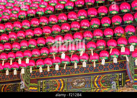 South Korea, Seoul, Samseong-dong, Bongeunsa Buddhist temple founded in the 8th century, lotus-shaped lanterns Stock Photo