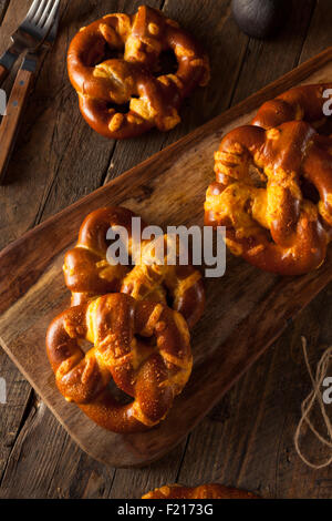 Yummy Cheesy German Soft Pretzels with Salt Stock Photo