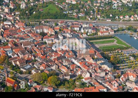 France, Bas Rhin (67), Saverne town, Chateau des Rohan castle (aerial view) Stock Photo