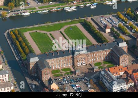 France, Bas Rhin (67), Saverne town, Chateau des Rohan castle (aerial view) Stock Photo