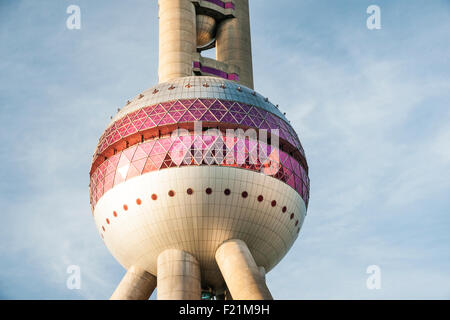 Close-up of Oriental Pearl Tower, the Bund, Shanghai, China, Asia Stock Photo