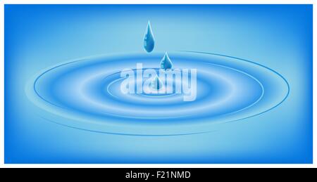 Water ripple vector illustration. Waves on water from falling drop. Stock Photo