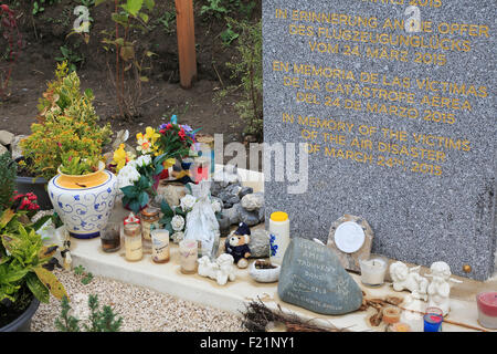 Memorial in the French Alps, Airbus A320, Germanwings, crashed at the foot of the mountain massif Les Trois Évêchés on March Stock Photo