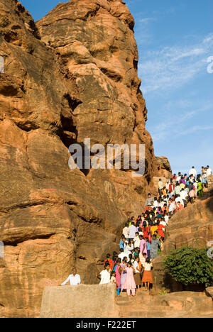 INDIA,KARNATKA,BADAMI BADAMI CAVES - Stock Photo