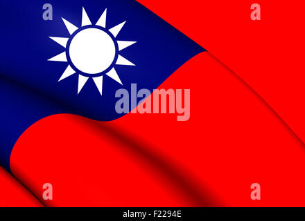 red flag with white sun in blue square