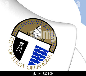 Flag of Tulsa, USA. Close Up. Stock Photo