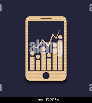 Paper mobile phone with abstract infographic, chart Stock Vector