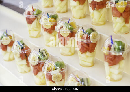Cups of fresh fruit, summer Stock Photo