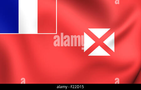 3D Flag of the Wallis And Futuna. Close Up. Stock Photo