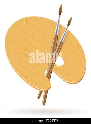 palette for paints and brush vector illustration isolated on white background Stock Vector