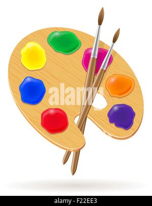 palette for paints and brush vector illustration isolated on white background Stock Vector