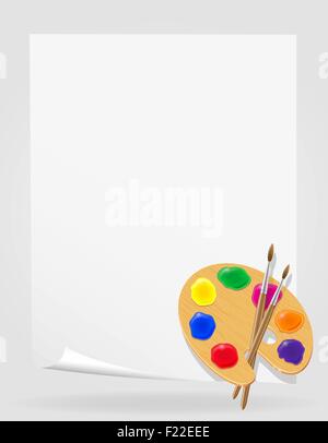 palette for paints and brush vector illustration isolated on grey background Stock Vector