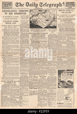 1944 Daily Telegraph front page reporting Battle for Anzio Beachheads Stock Photo