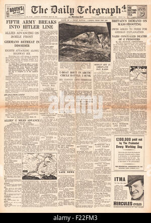 1944 Daily Telegraph front page reporting Allied Airmen Excuted by the Gestapo Stock Photo