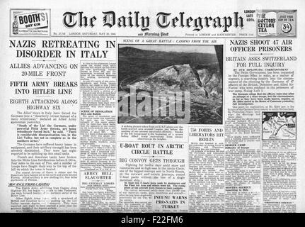1944 Daily Telegraph front page reporting Allied Airmen Excuted by the Gestapo Stock Photo