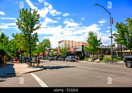 Stores on Sherman Ave in Coeur d'Alene in Idaho Stock Photo