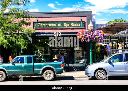 Christmas at the Lake store on Sherman Ave in Coeur d'Alene in Idaho Stock Photo