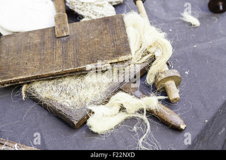 Tools for wool, detail of objects to look wool Stock Photo