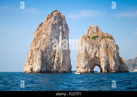 Capri island, Faraglioni rocks. Mediterranean Sea summer coastal landscape, Italy Stock Photo