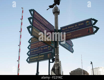 Road signs, Milwaukee, Wisconsin, USA Stock Photo