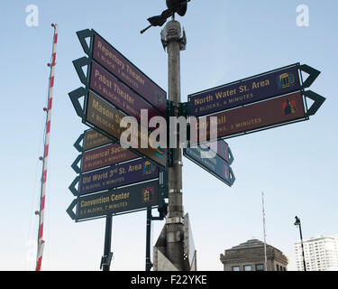 Road signs, Milwaukee, Wisconsin, USA Stock Photo