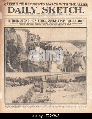 1915 Daily Sketch British forces capture Hullach quarries Stock Photo