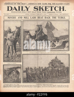 1915 Daily Sketch British Forces Battle Turkish Army in Egypt Stock Photo