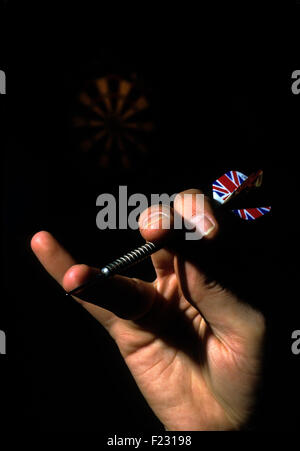 Eric Bristow, known as 'The Crafty Cockney', World Darts Champion playing in Birmingham, England UK. 1985 Stock Photo