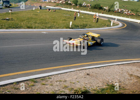 Ronnie Peterson in a March Cosworth 701 at the Malmedy Chicane, Belgian GP Spa Francorchamps 7 June 1970 Stock Photo