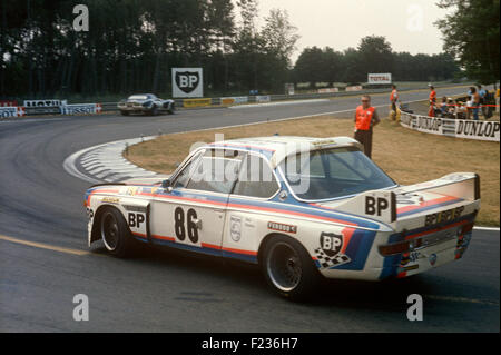 86 Jean-Claude Aubriet Depnic BMW 3.0 CSL 3.5 at Arnage Corner, Le Mans 16 June 1974 Stock Photo