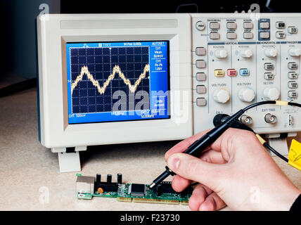 Electronic circuit testing Stock Photo