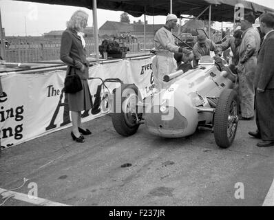 Chiron in a Talbot Lago in the pits, British GP at Silverstone 1949 Stock Photo