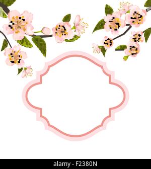 Spring Elegant Card with Blossoming Tree Branches Stock Vector