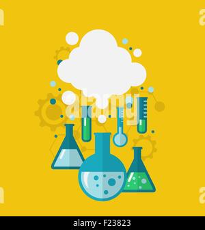 Template of chemical experiment showing various tests being cond Stock Vector